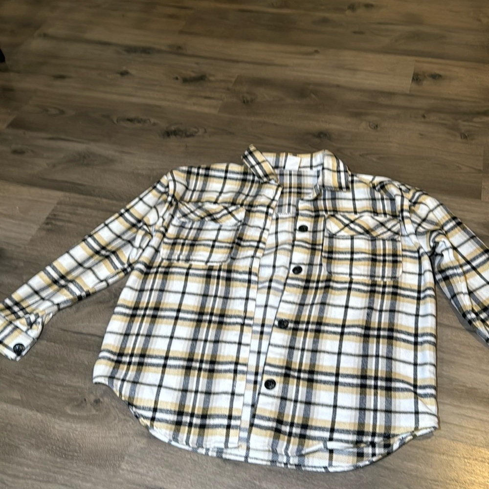 Plaid button down fleece shirt